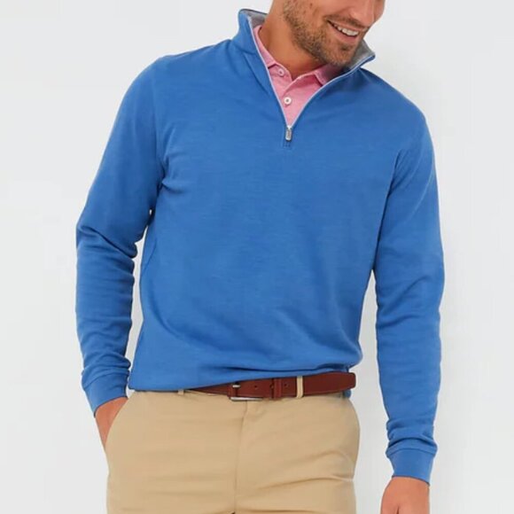 Peter Millar Crown Comfort Pullover Sweater Cape Blue Golf Quarter Zip - Picture 1 of 12